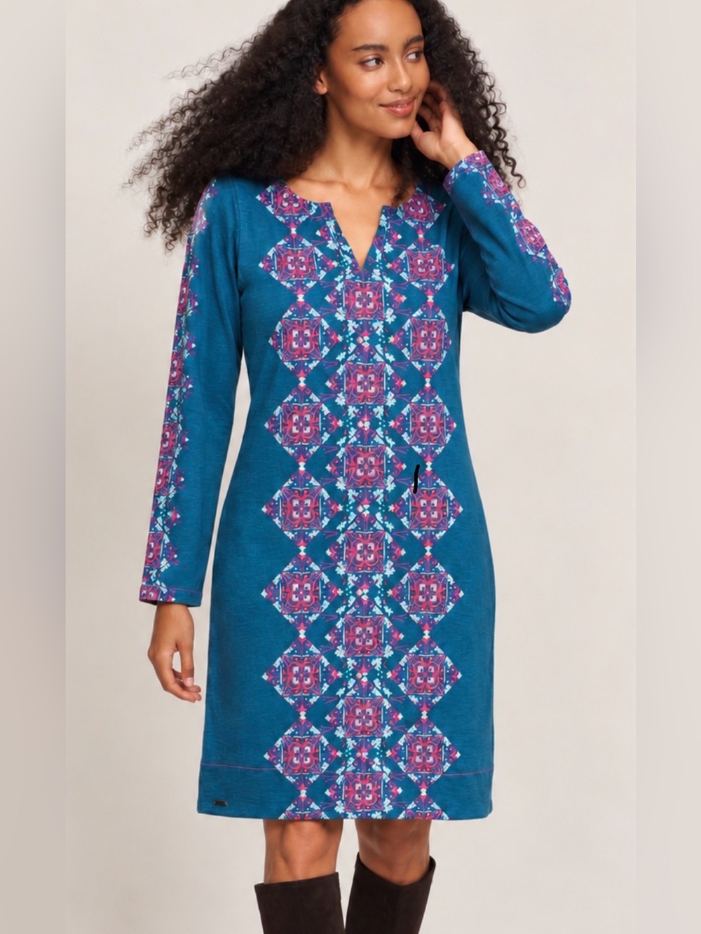 💙🩷 Hatley Moroccan Pattern Lucy Dress – Teal & Pink – XS/TP